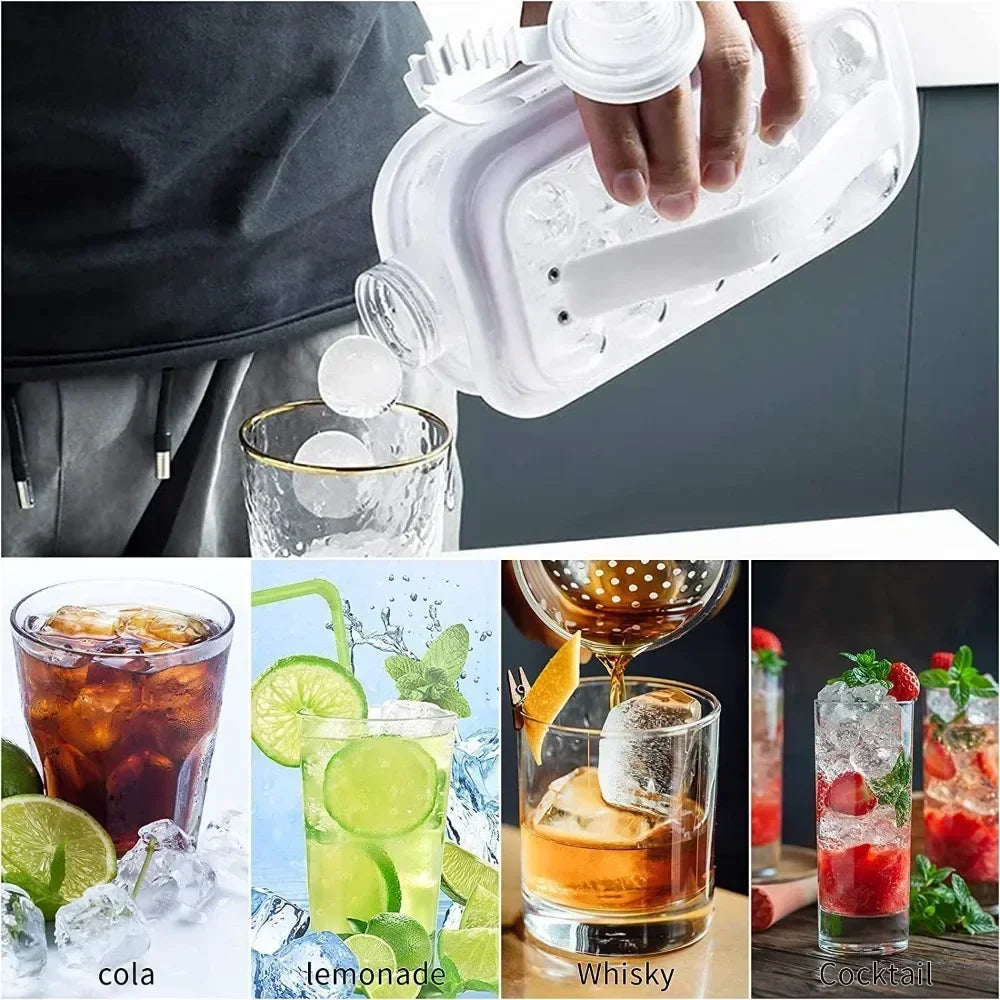 Portable 2in1 Folding Ice Maker Water Bottle with Creative Ice Cube Mold Ice Hockey Lattice Kitchen Bar Gadgets Ice Making Tool Zpaxo