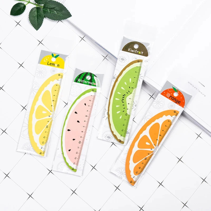 1 Cartoon Fruit Orange Lemon Kiwi Wooden Ruler Drawing Tool