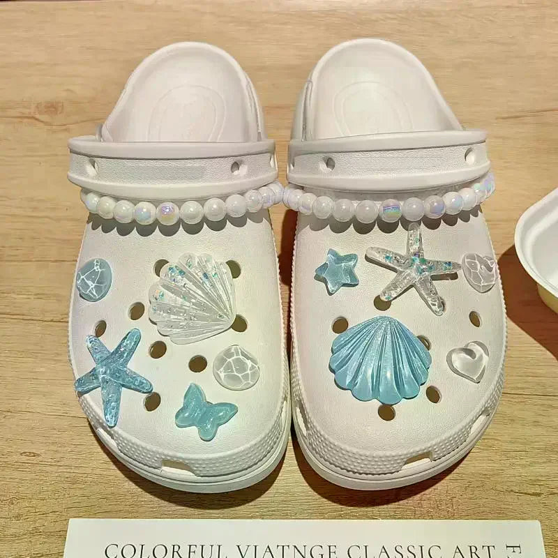 Girls DIY Clogs Sandals Decor Adorable Starfish Shell Resin Charms Zpaxo