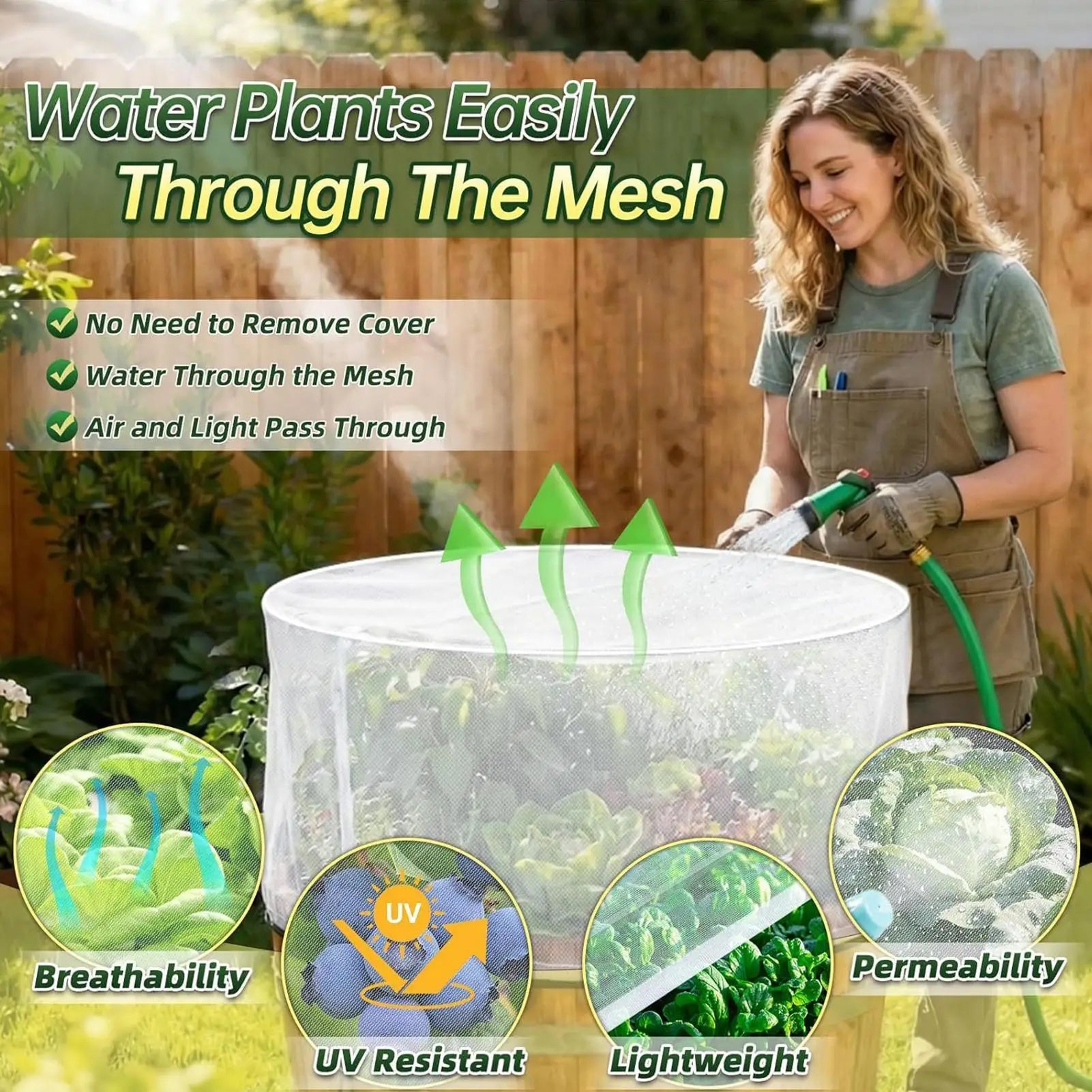 Raised Bed Net Breathable Reusable Drawstring Garden Netting Fine