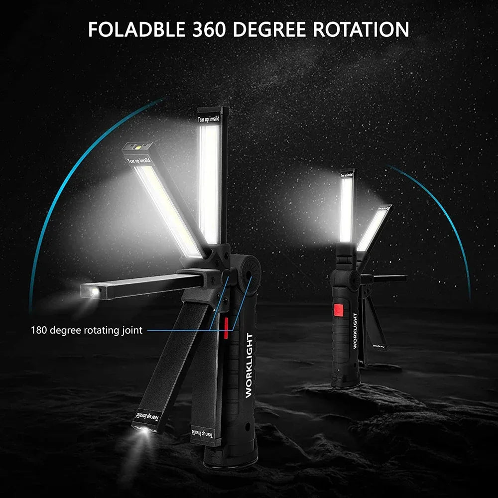 Rechargeable COB LED Work Light – 5 Modes, Magnet & Hook