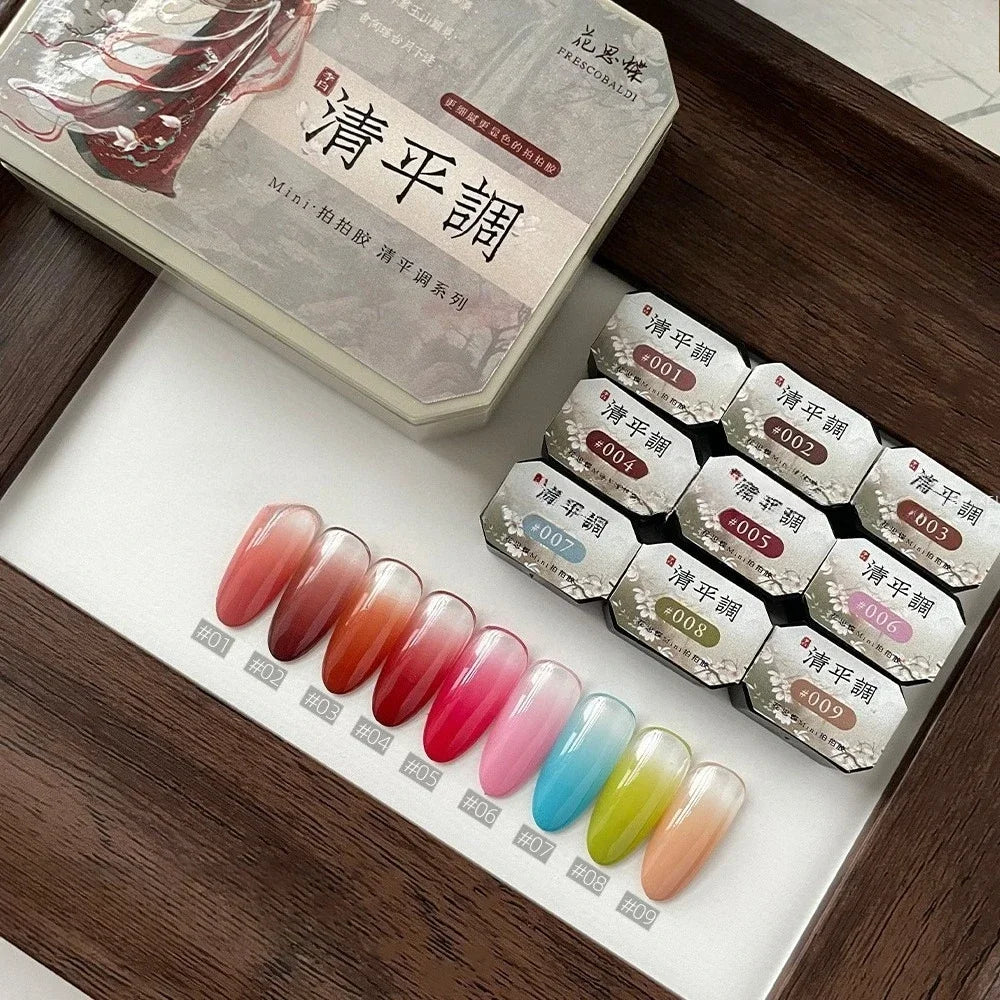 9-Color Chinese Style Gel Nail Glitter & Eye Shadow Palette Gel Nail Glitter Palette Zpaxo 9colors-set8