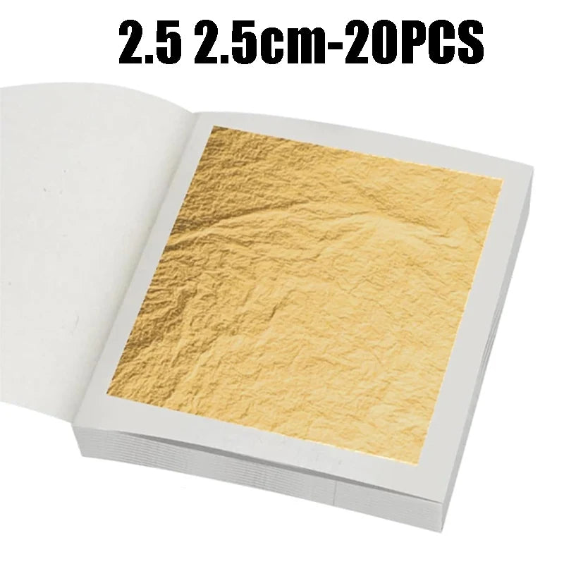 Real 24K Gold Leaf Sheets 3 Sizes 98 Pure Foil Art Craft DIY Zpaxo 2.5x2.5cm-20PCS