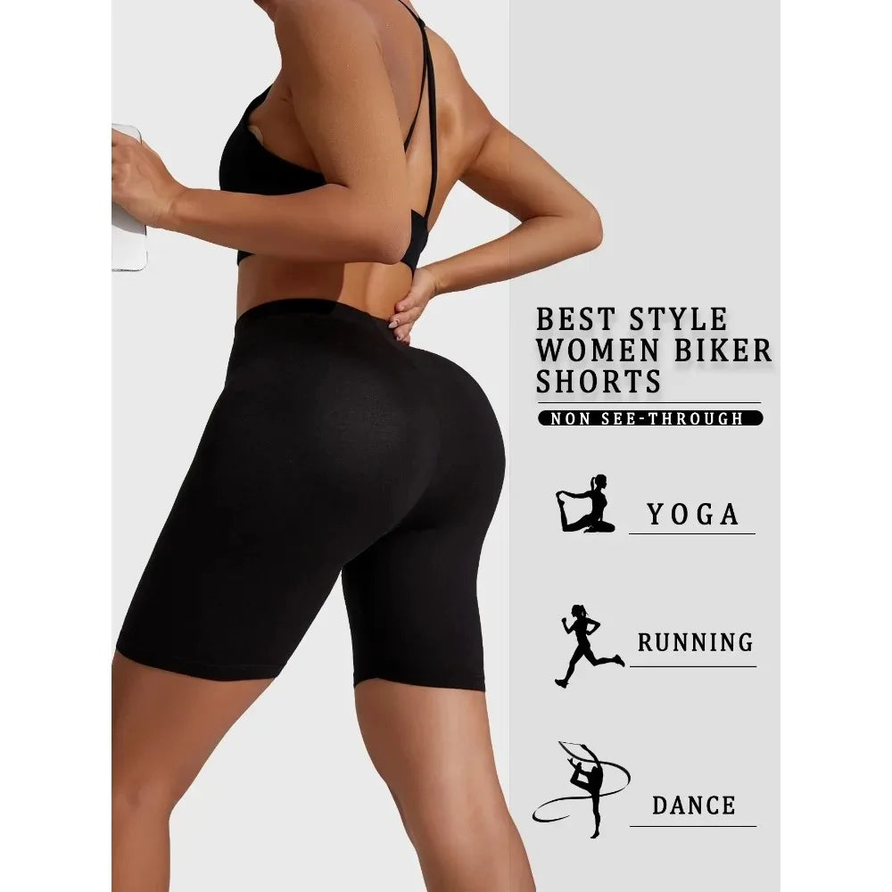 Ultra-soft High-waisted Bike Shorts Non-see-through Stretchy Gym