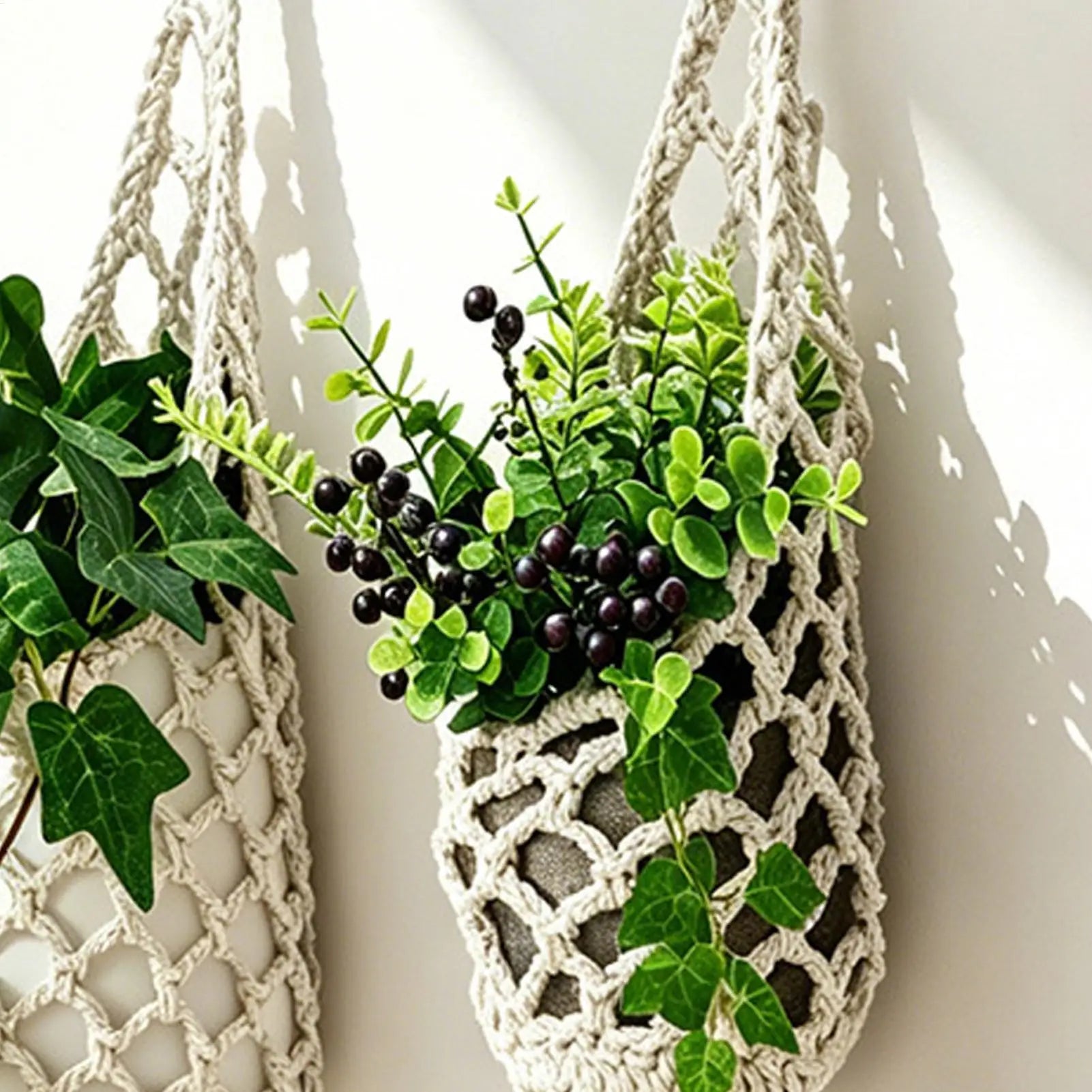Boho Macrame Wall Plant Hanger – Cotton Rope Woven Basket Macrame Plant Hanger Zpaxo