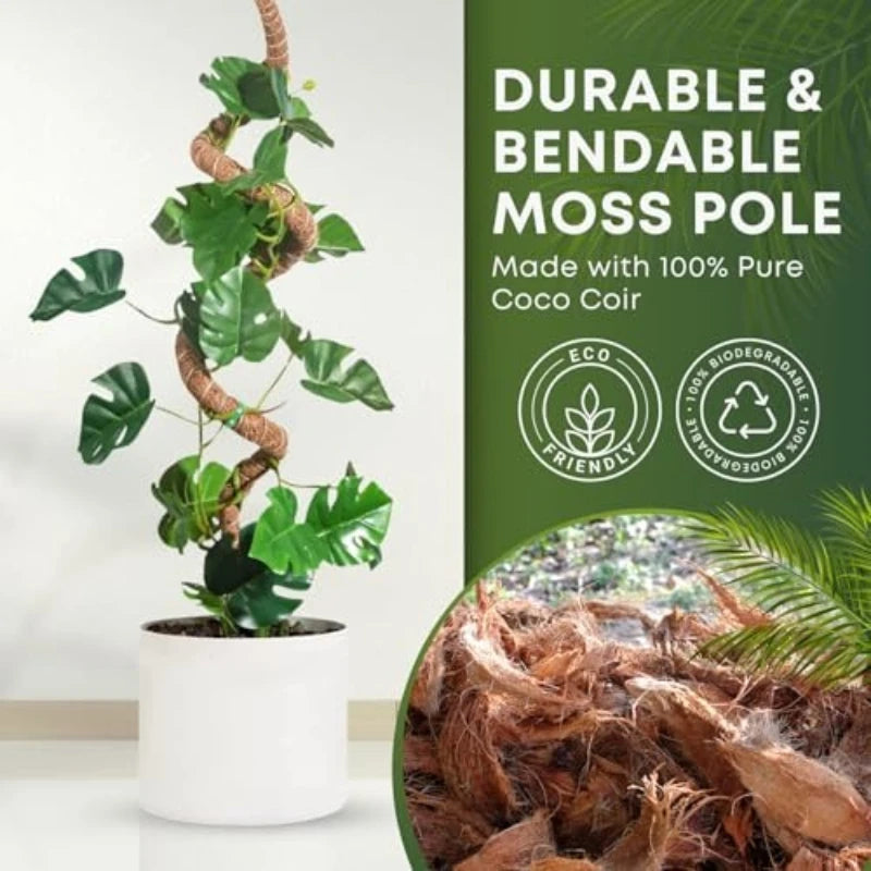 Plant Monstera Support Bendable Moss Pole for Plants Coconut Palm Fiber Monstera Handmade Coco Climbing DIY Garden Accessories Zpaxo
