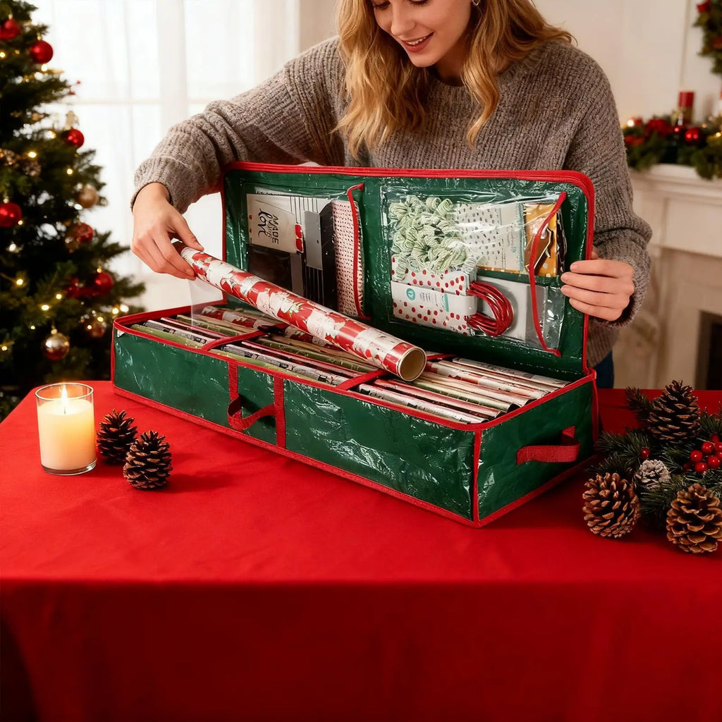 Christmas Wrapping Paper Storage Bag Oxford Fabric Festive Organizer