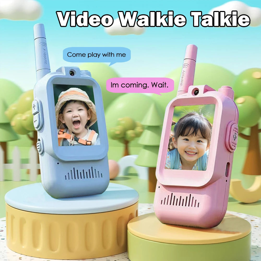 Kids Video Walkie Talkie Set With HD Screen Rechargeable Interphone Toy Voice Changer For Indoor Camping One-Click Call Intercom Zpaxo
