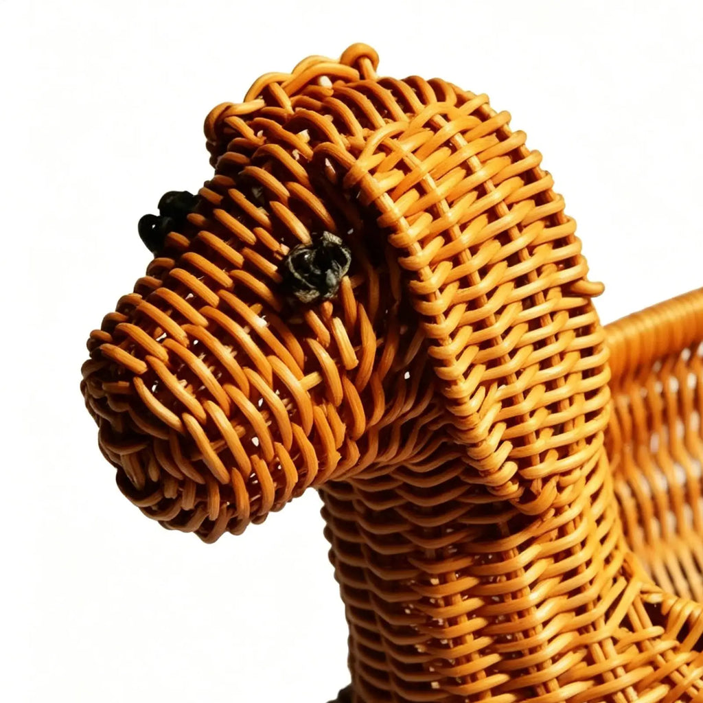 Woven Fruit Basket Imitation Rattan Cute Dog Shape Decor Storage