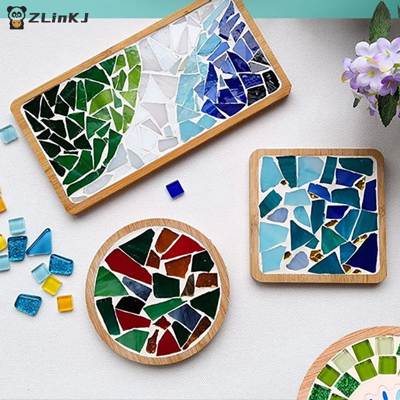 ▶Handmade DIY Mosaic Cup Mat Bottom Bamboo Pad Early Education Free Creation Handicraft Toys Craft Easy Making Birthday Gift Zpaxo