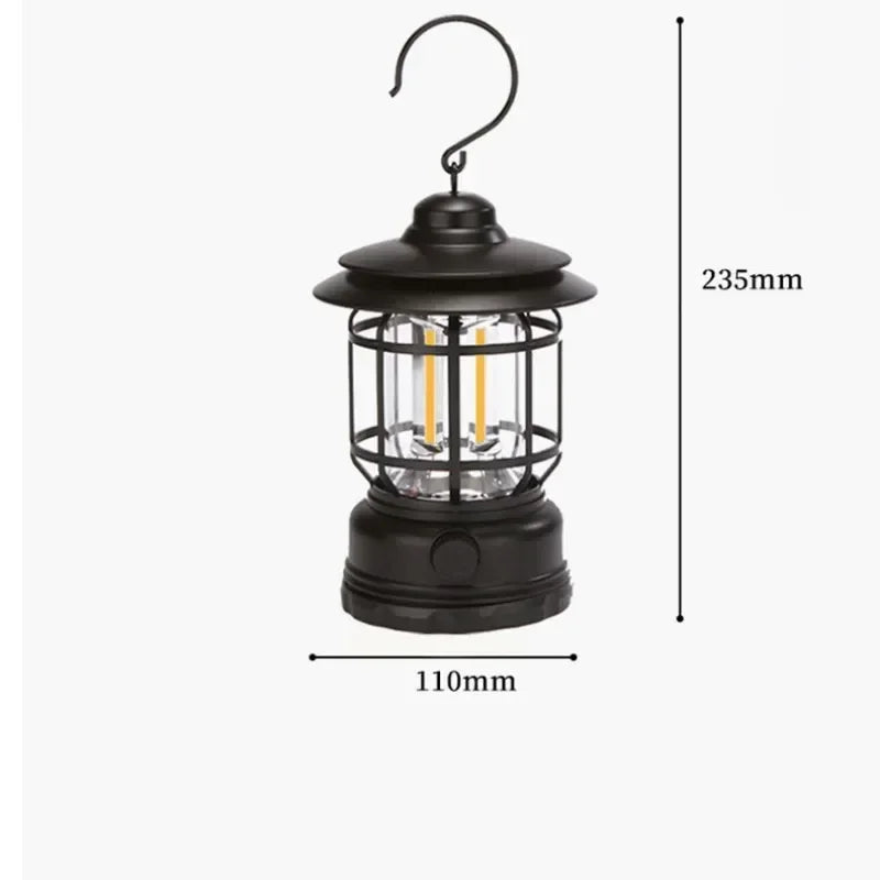 Retro LED Camping Lantern – Waterproof Portable Outdoor Light