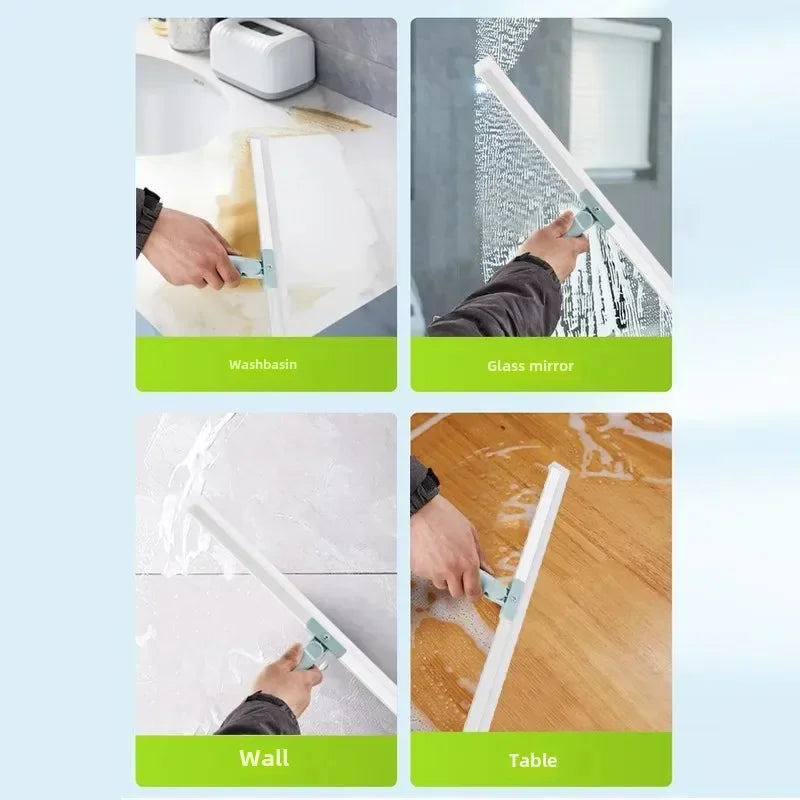 Magic Broom Silicone Bathroom Floor Scraper Household Bathroom Cleaning Squeegee Plastic Handle Two-In-One Dry And Wet Use Zpaxo