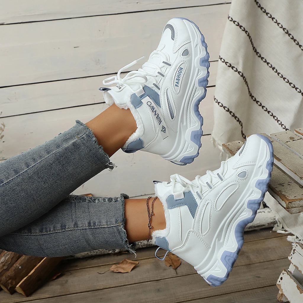 Women Snow Boots Tennis Winter Platform Lace Up Vulcanized Shoes New Chunky Breathable Mesh Casual fashion Women Boots Zpaxo