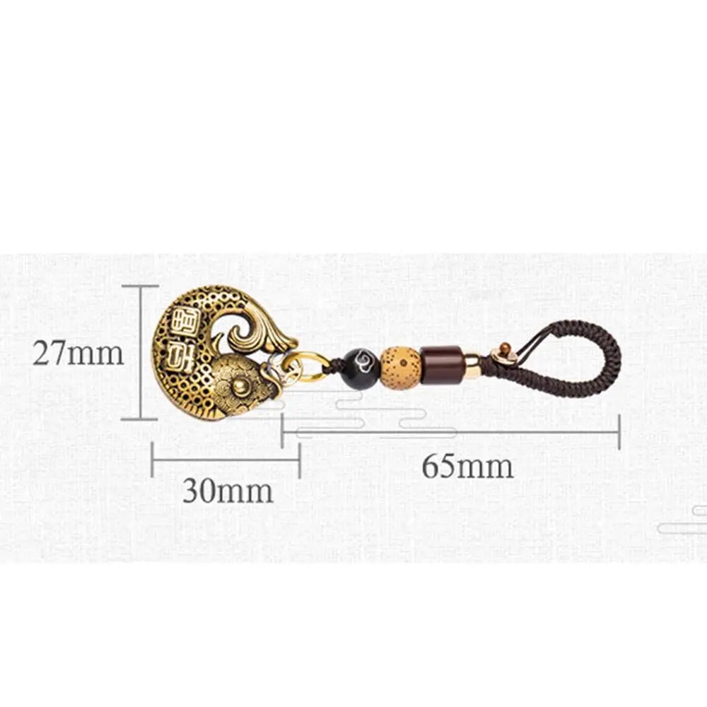 Lanyard Pendants Lucky Rope for Safely Wealth Brass Keychain Tibetan Buddhism Car Key Chain Lucky Fish Keyfob Brass Key Rings Zpaxo