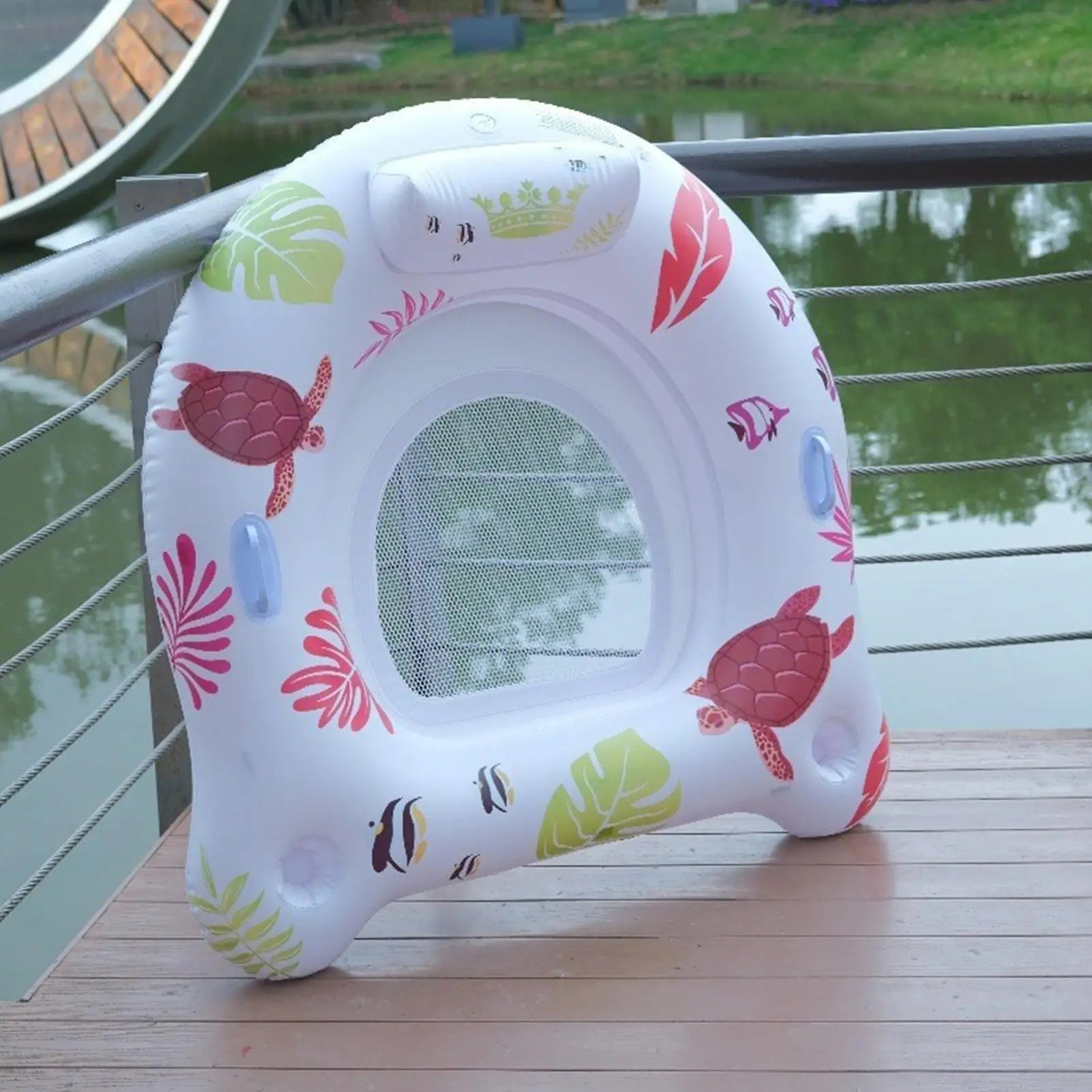 Floating Chair Pool Floaty Toys LED Lights Inflatable Float Beach Zpaxo