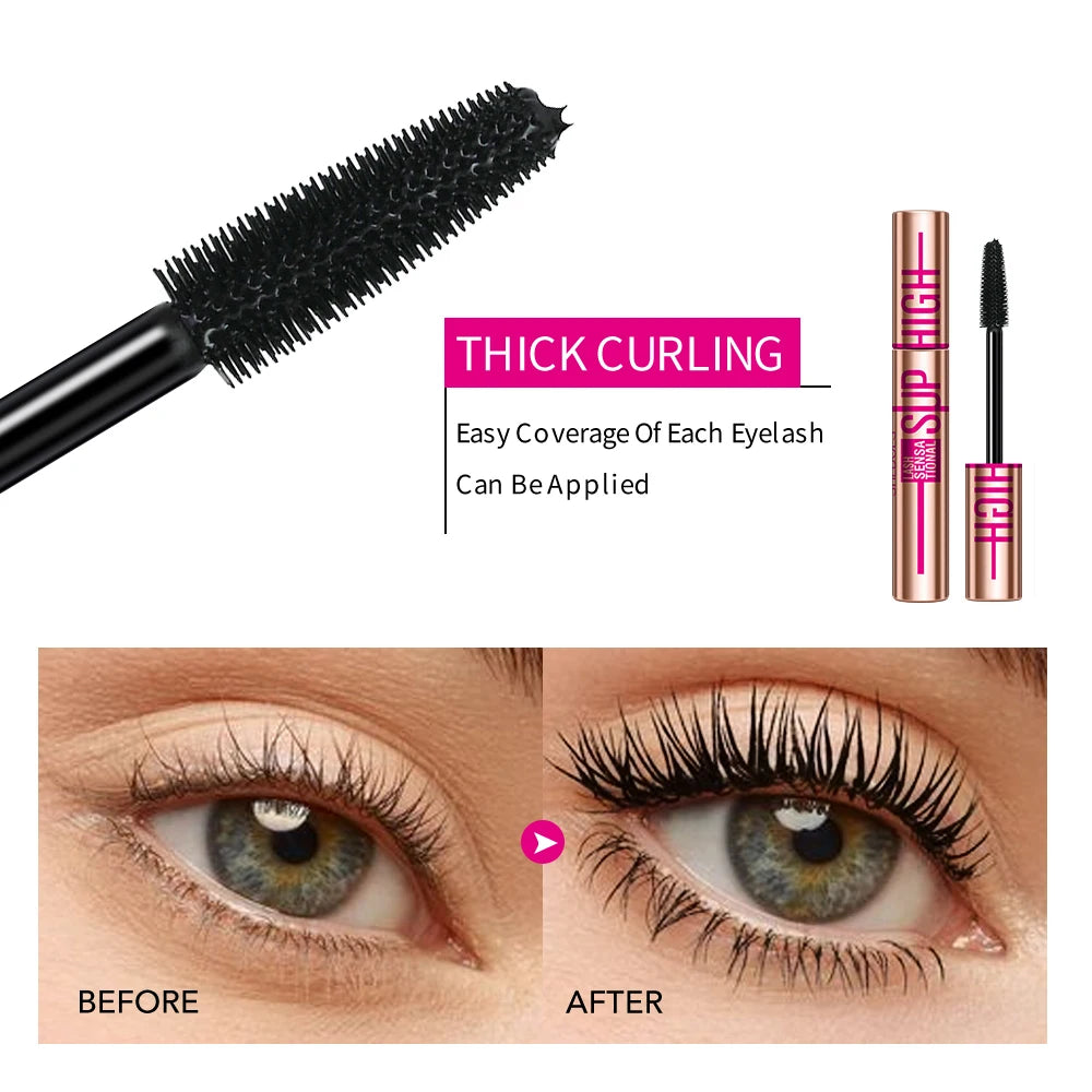 Super High 4D Waterproof Mascara - Volumizing, Curling & Lengthening Formula, Smudge-Proof Long-Lasting Black Mascara Zpaxo