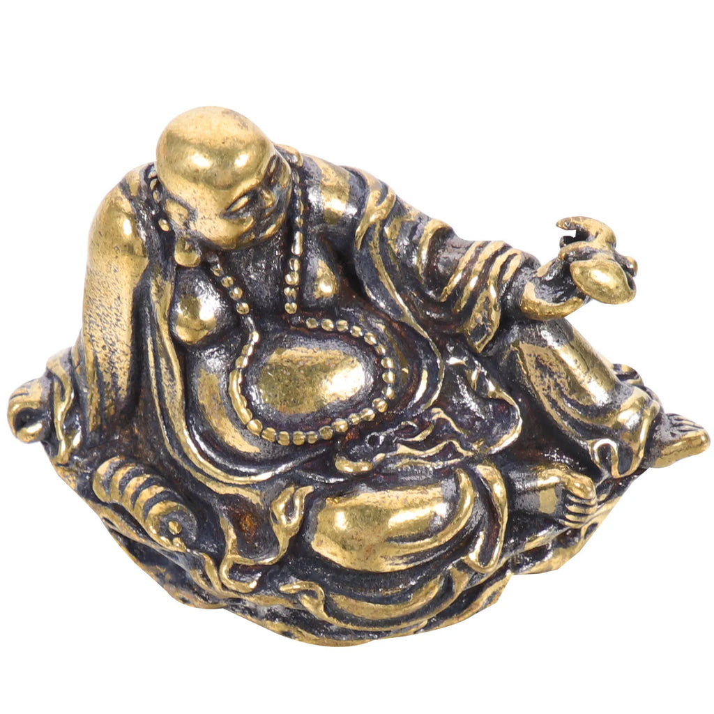 Elegant Mini Brass Buddha Statue Desktop Decoration Stable Flat
