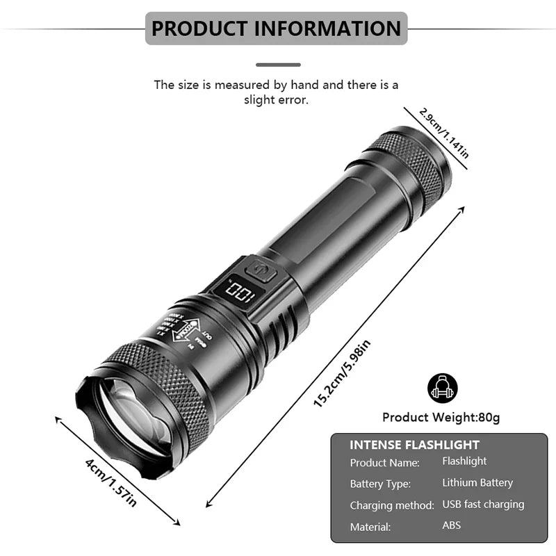 KDULIT Super Bright Rechargeable LED Tactical Flashlight