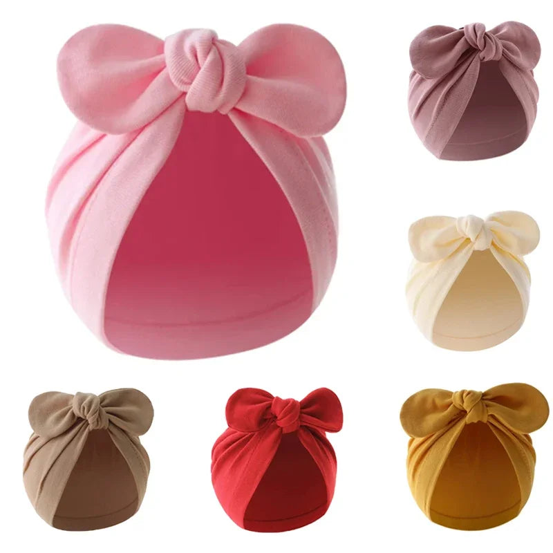 Newborn Hat Girls Boys Beanie Cute Bows Turban Hats Cotton Infant