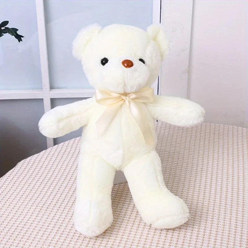 Multicolored Ribbon Teddy Bear Plush Toy Soft Animal Dolls Birthday Zpaxo WHITE