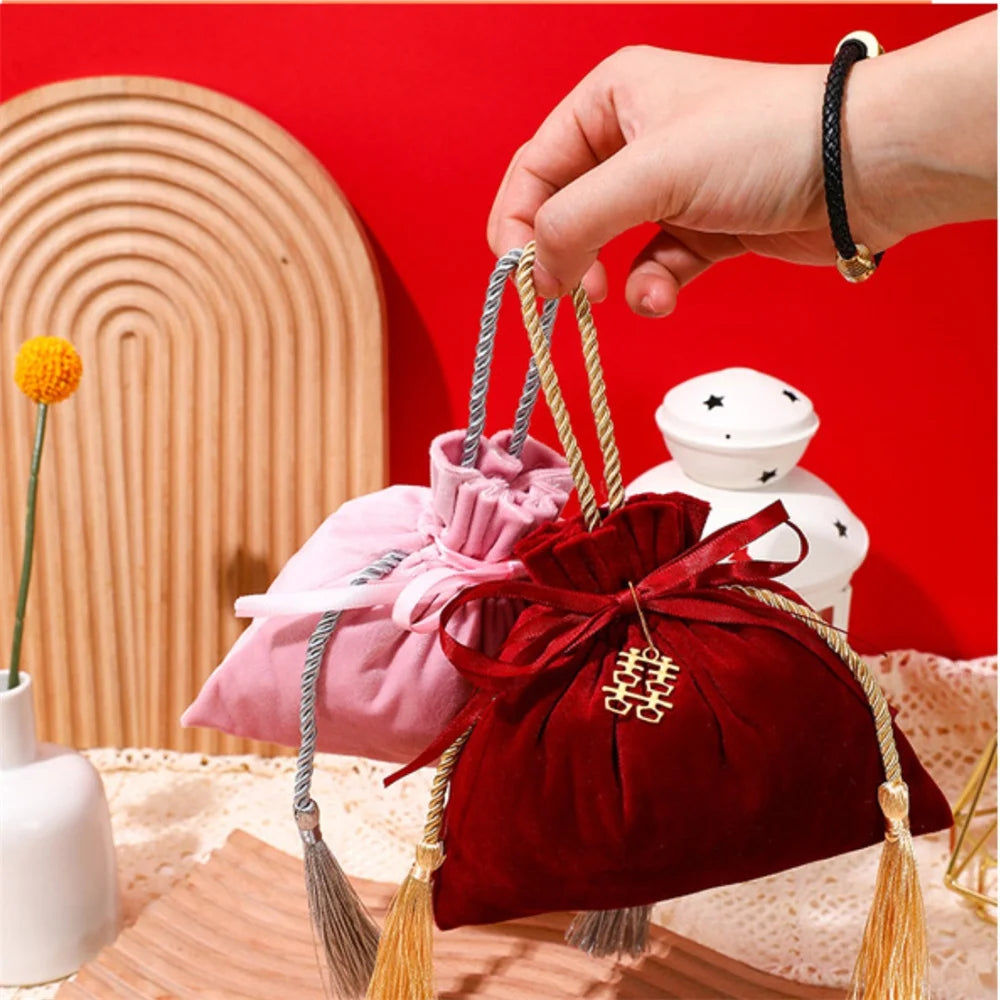 Velvet Drawstring Gift Bag – Wedding Party Candy Favour Pouch