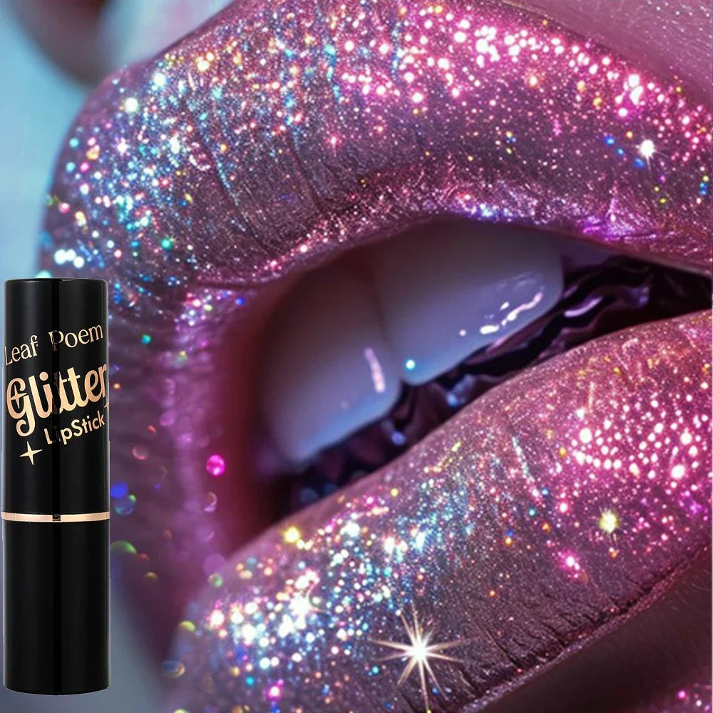 Black Tube Shiny Diamond Lipstick Pearl Moisturizing Glitter Lip Tint Balm Waterproof Lasting Lip Gloss Shimmer Sexy Lip Makeup Zpaxo