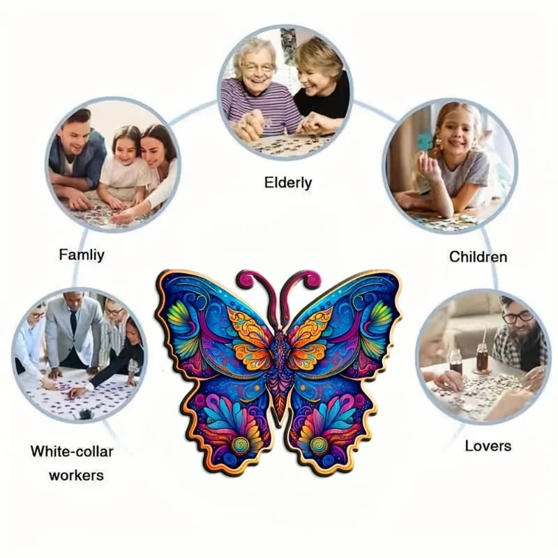 Wooden Jigsaw Puzzles Colorful Butterfly Beautiful Package Animal
