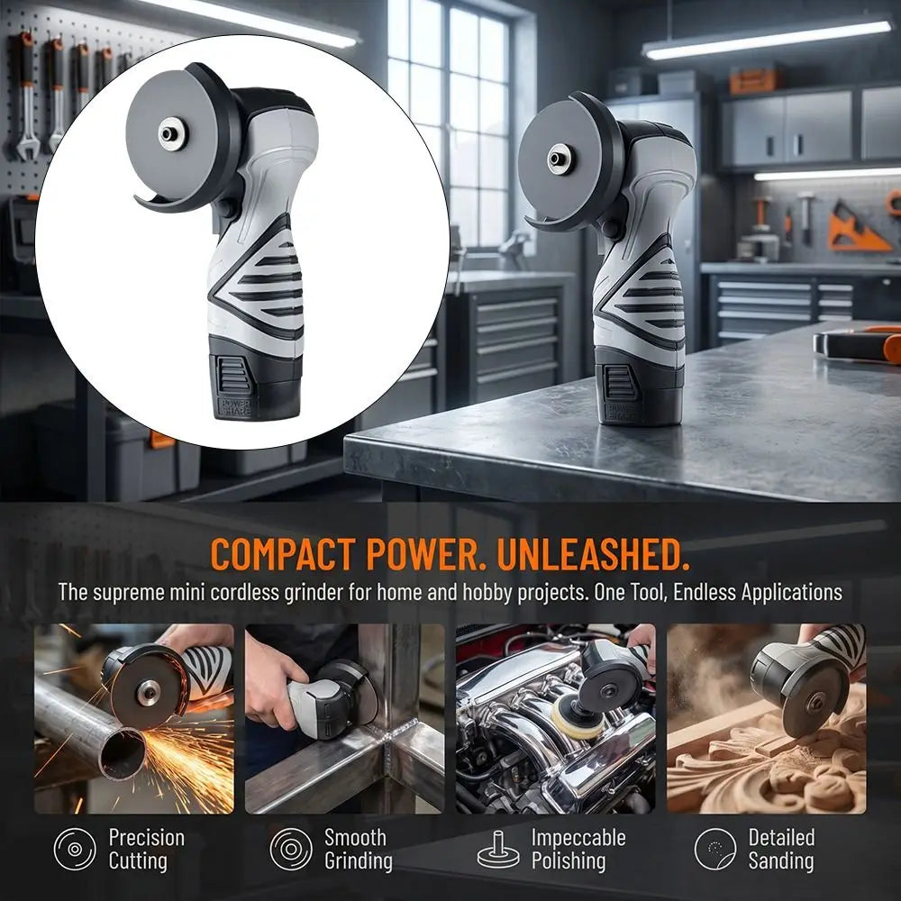 Cordless Design Electric Angle Grinder Compact Protective Guard Cordless Angle Grinder Tool One-touch Control Switch Zpaxo