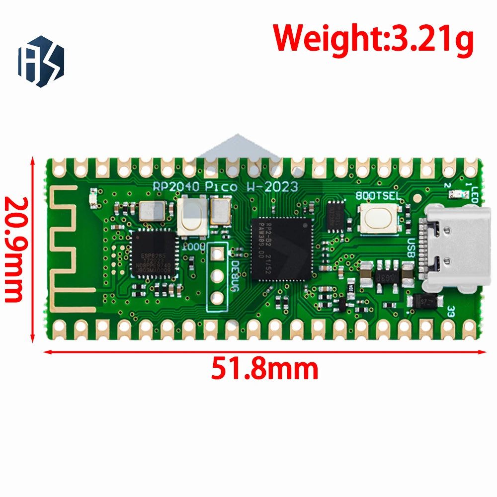 RP2040 Raspberry Pi Pico W Board Wifi Micro Dual-core 264KB ARM Zpaxo