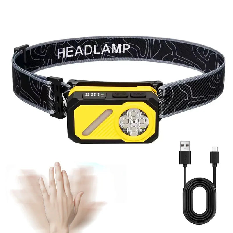 Mikenoon LED Headlamp & Flashlight – USB Rechargeable, IR Sensor LED Headlamp Flashlight Zpaxo Yellow
