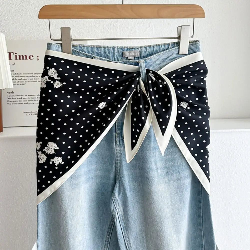 Satin Silk Scarf Ethnic Style Literary Style Waist Triangle Scarf Belt Versatile Accessory Women's Waist Scarf Women's Fashion Zpaxo