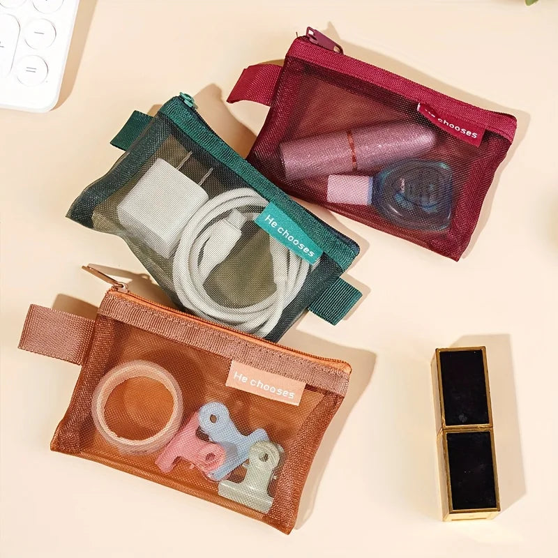1 Mini Nylon Zipper Pouches Random Packable Lightweight Key Organizer