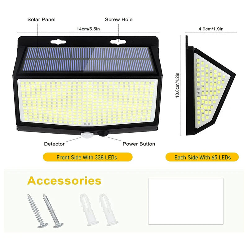 Solar Lights Motion Detection LED Lamp 3 Modes Lighting Waterproof Zpaxo