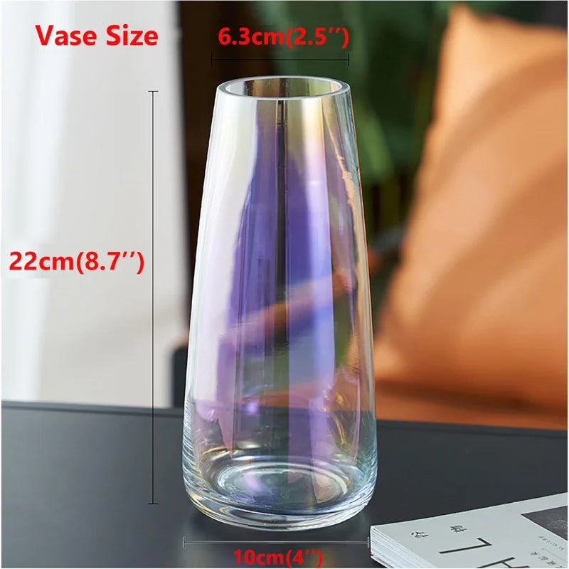Transparent Aurora Illusion Glass Vase Flower Arrangement Tabletop