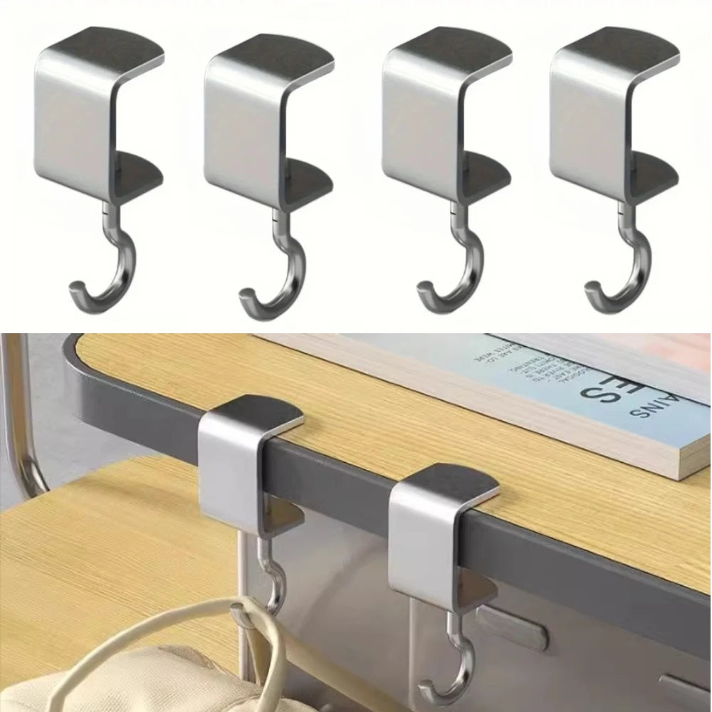 360° Rotatable Steel Table Hooks – No-Drill Desk Organizer Desk Clamp Hooks Zpaxo