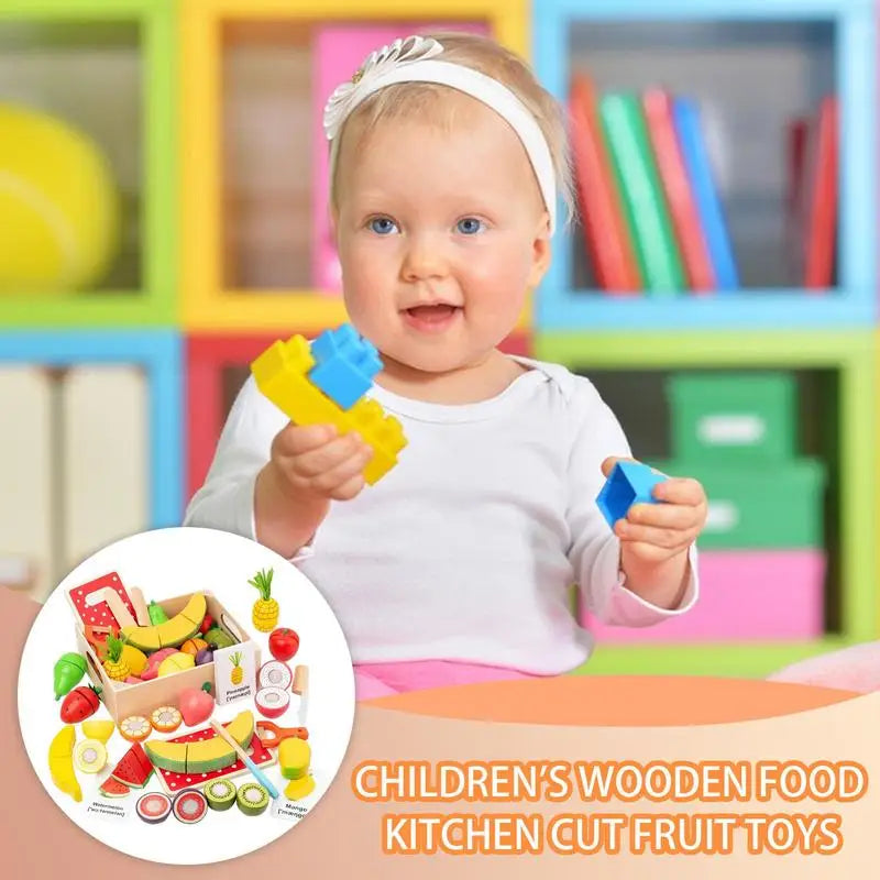 Wooden Play Food Set Colorful Play Kitchen Food Toy Wooden Educational Toys Learning Flashcard Set Play Kitchen Accessories For Zpaxo