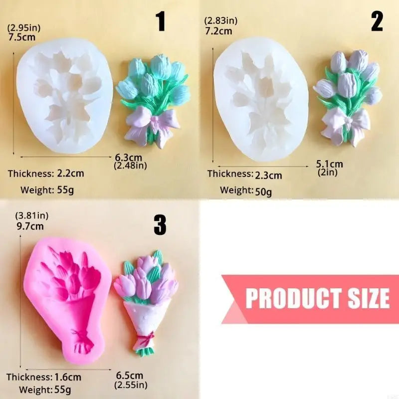 Flower Bouquets Silicone Molds Candle Soap Candy Chocolate Cake