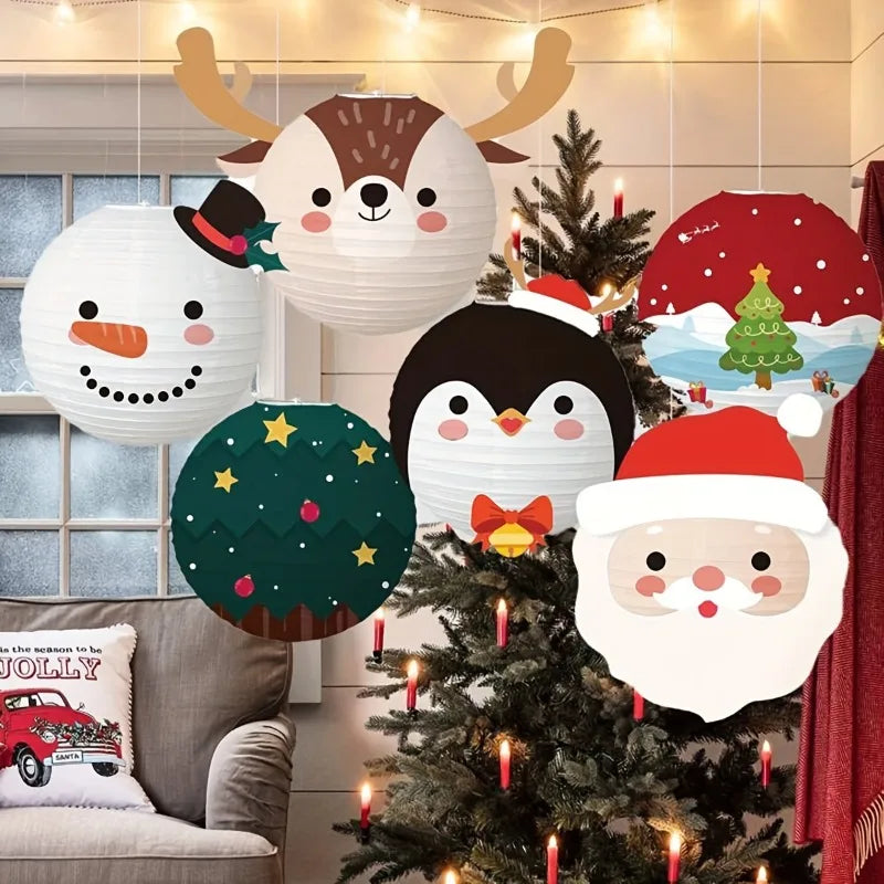 6-piece Christmas Paper Lantern DIY Decoration Lanterns Cartoon