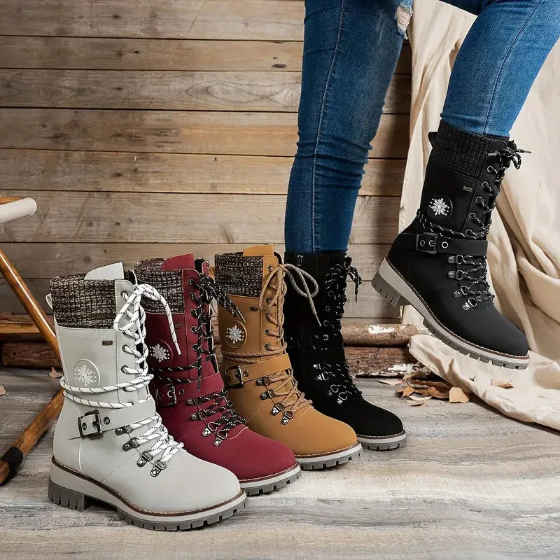 2025 New Women Ankle Boots Winter Non-slip Snow Boots Comfortable Solid Color Outdoor Shoes Soft Sole Chunky Heel Shoes Women Zpaxo