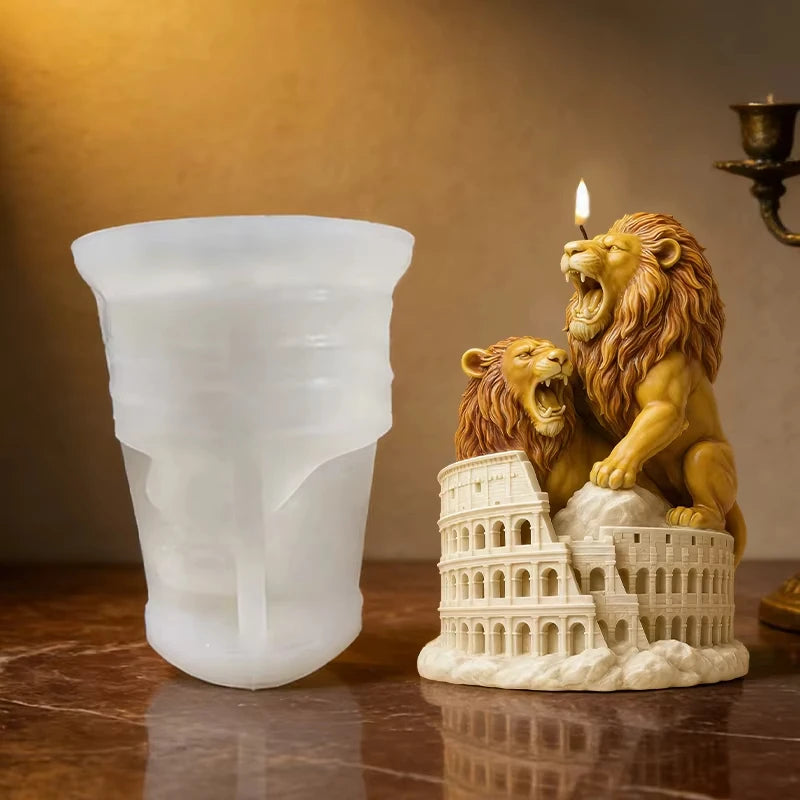 3D Wolf Big Ben Indian Elephant Taj Mahal Lion Colosseum Tiger Candle Silicone Mold DIY Soap Aroma Gypsum Craft Mold Home Decor Zpaxo