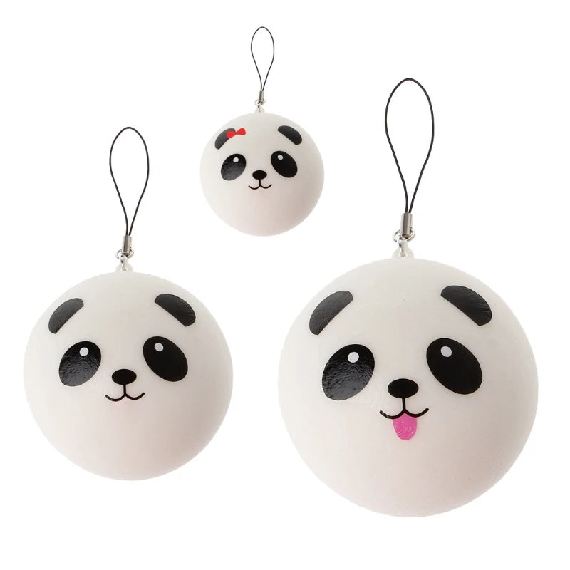 Y1UB Cute Panda Squishy Steamed Bun Bag Phone Pendant Lanyard