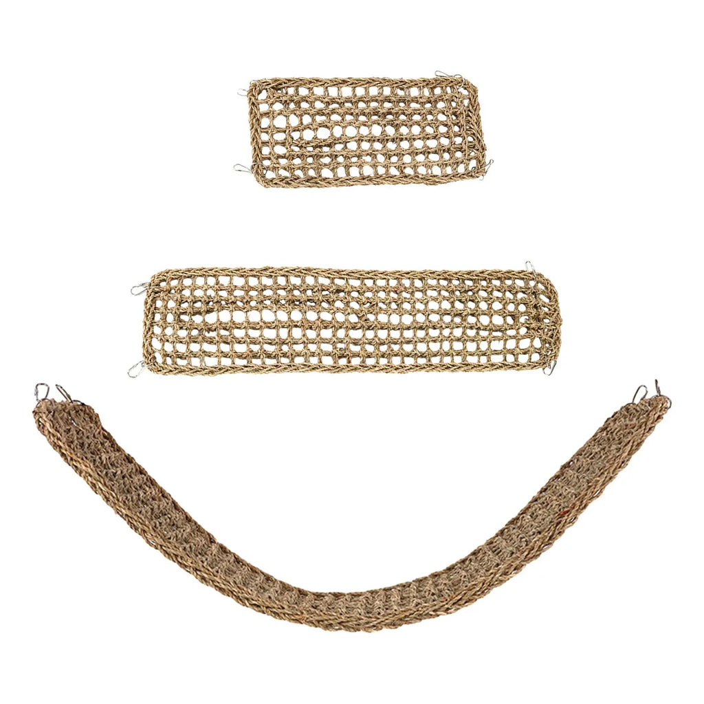 Parrot Climbing Rope Ladder with 4 Hooks Parrot Hanging Grass Woven Net Hammock for Macaws Finches Parakeet Budgie Chewing Zpaxo