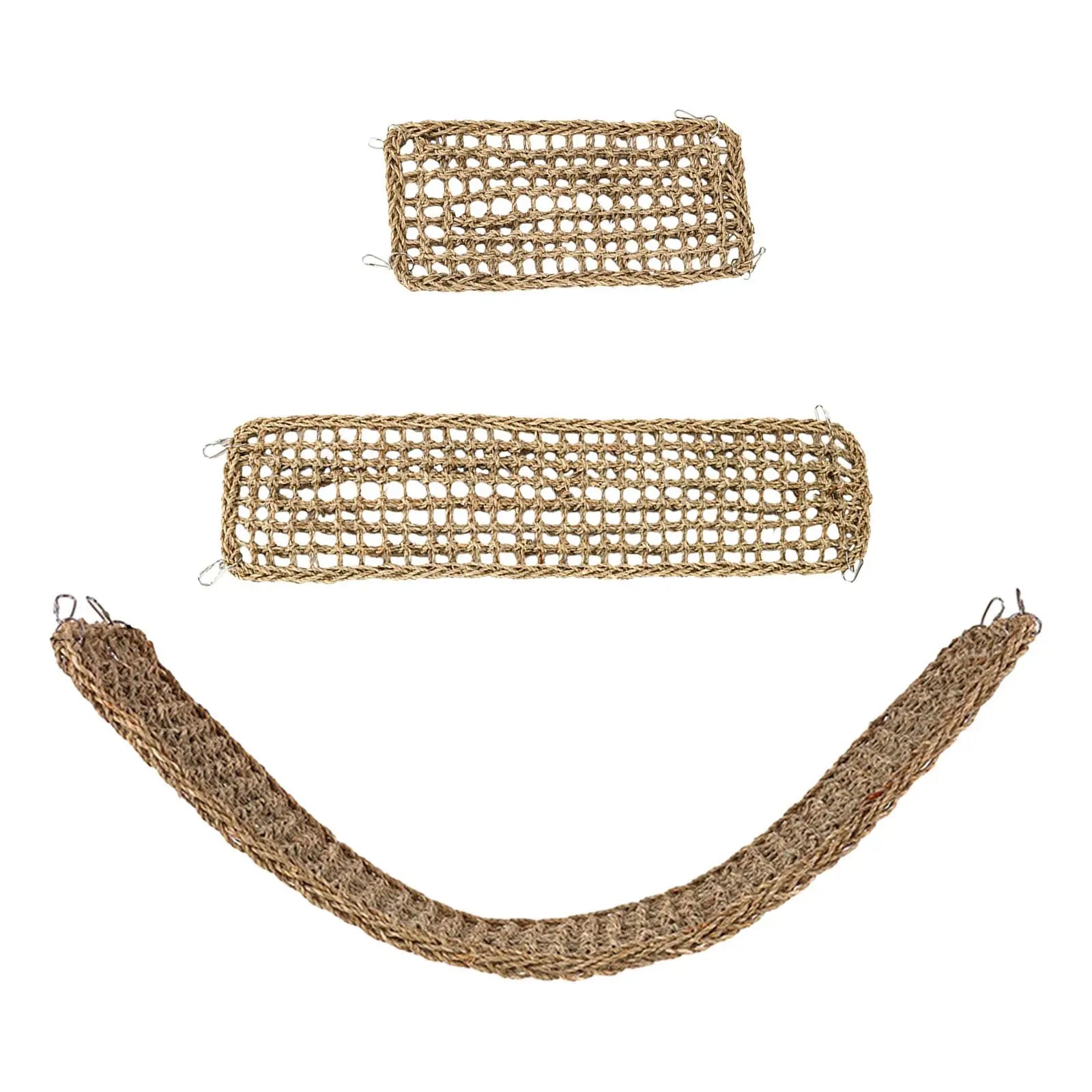 Parrot Climbing Rope Ladder with 4 Hooks Parrot Hanging Grass Woven Net Hammock for Macaws Finches Parakeet Budgie Chewing Zpaxo