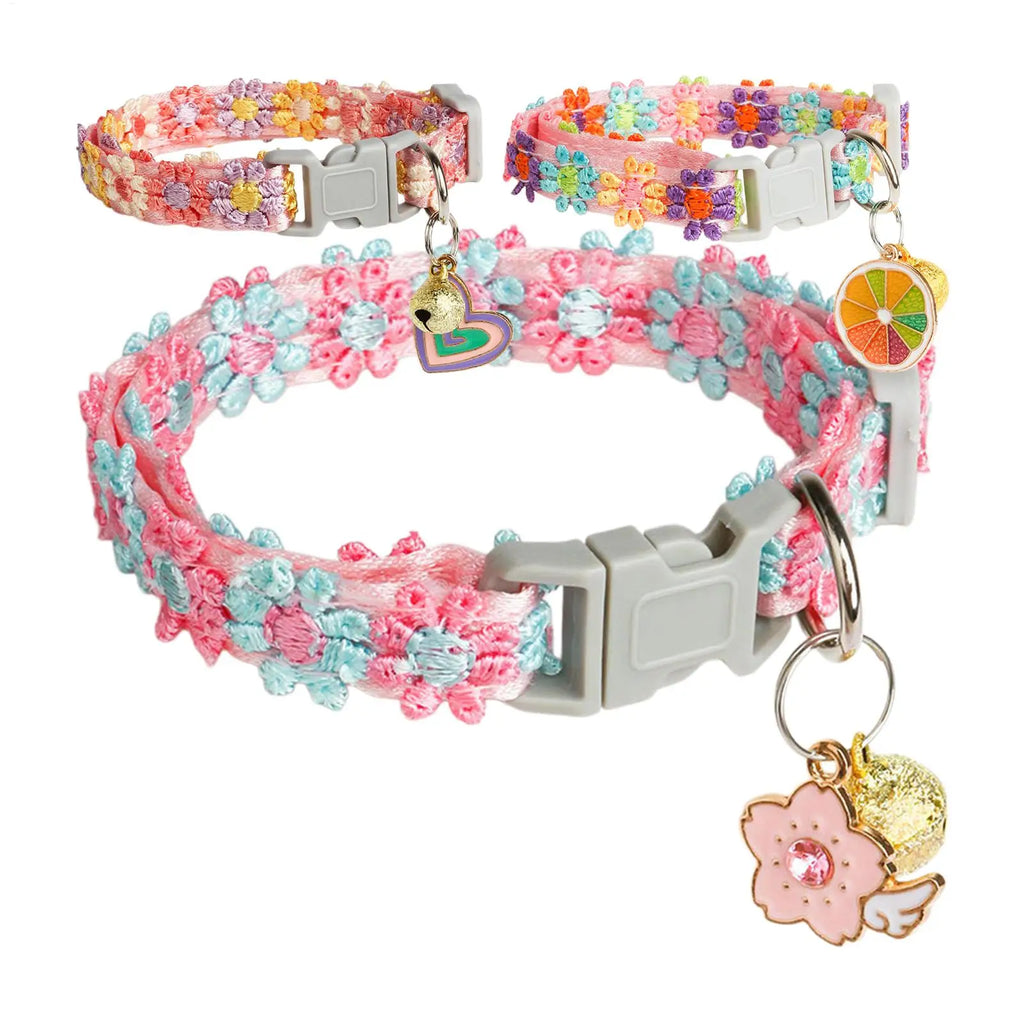 Pet Collar With Bell Colorful Dog Puppy Kitten Collar Adjustable Safety Bell Ring Necklace Cat Collar Anti-lost Pet supplies Zpaxo