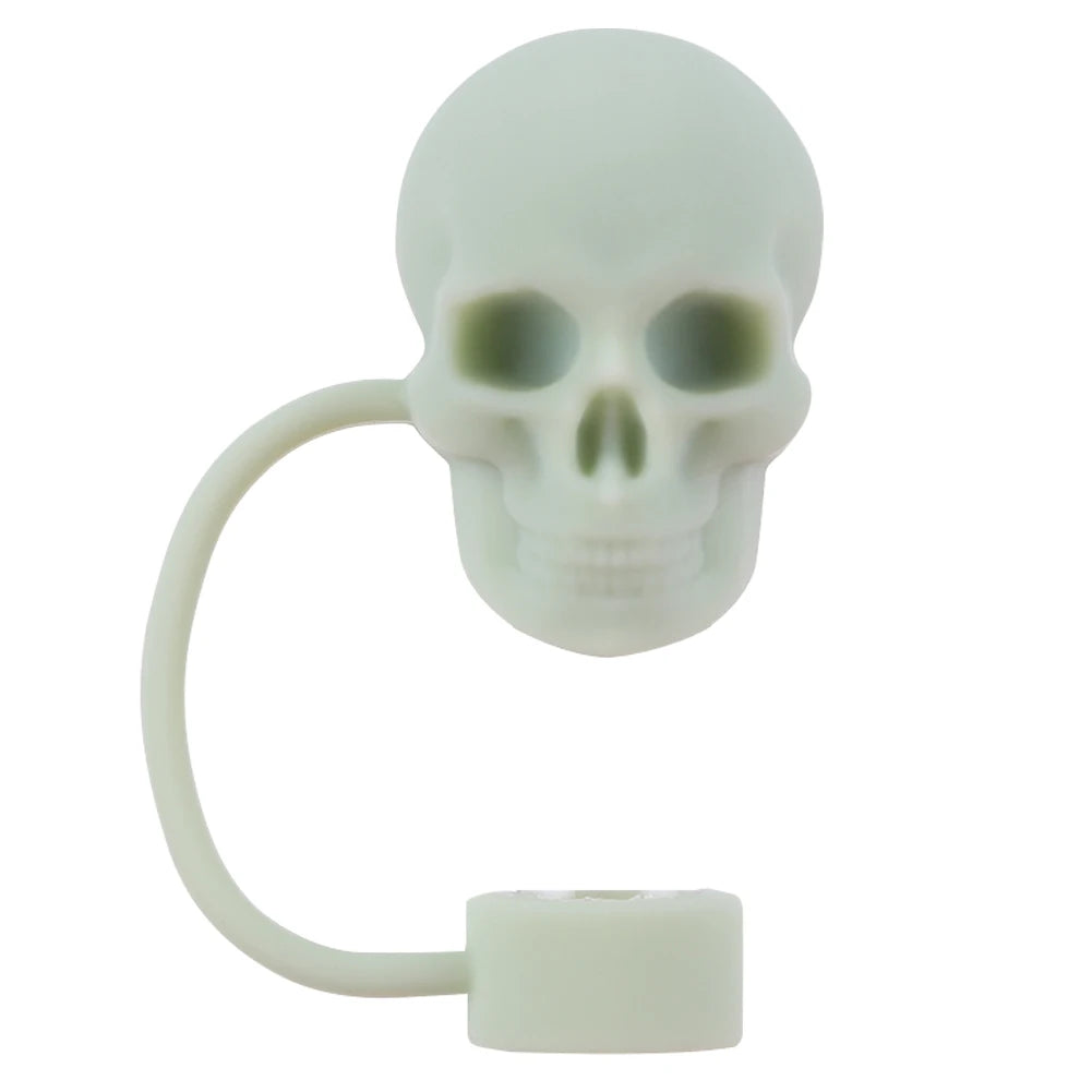 1 Silicone Cute Skull Straw Covers Halloween Toppers Reusable Funny Zpaxo Green
