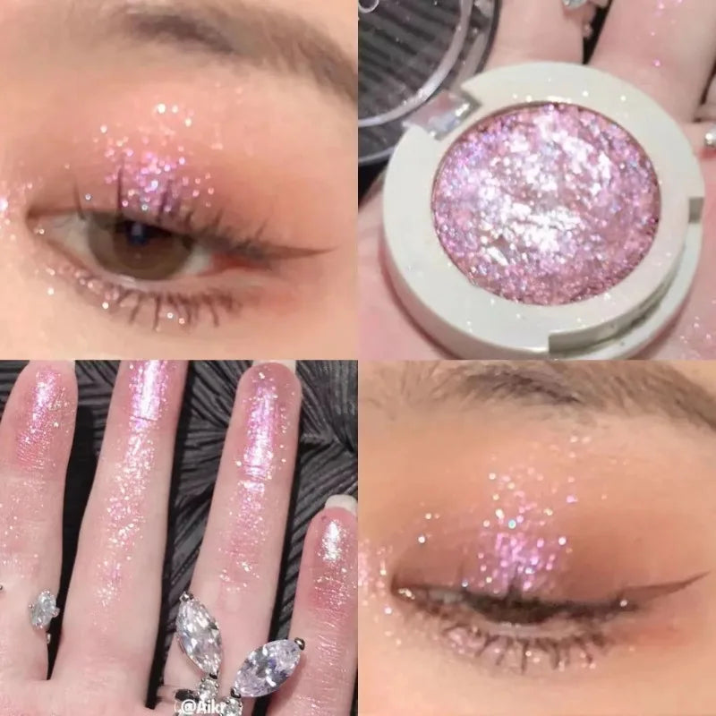 Monochrome Glitter Eyeshadow Gold Shining Brighten Eyes Makeup Long