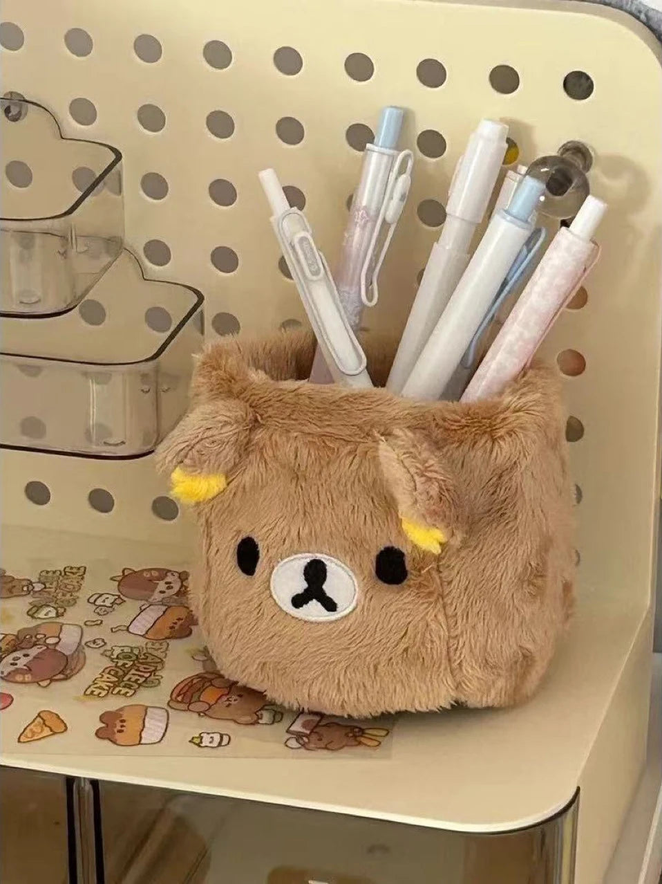 Kawaii Plush Pencil Holder – Cute Desk Organizer & Pen Container Pencil Holder Organizer Zpaxo