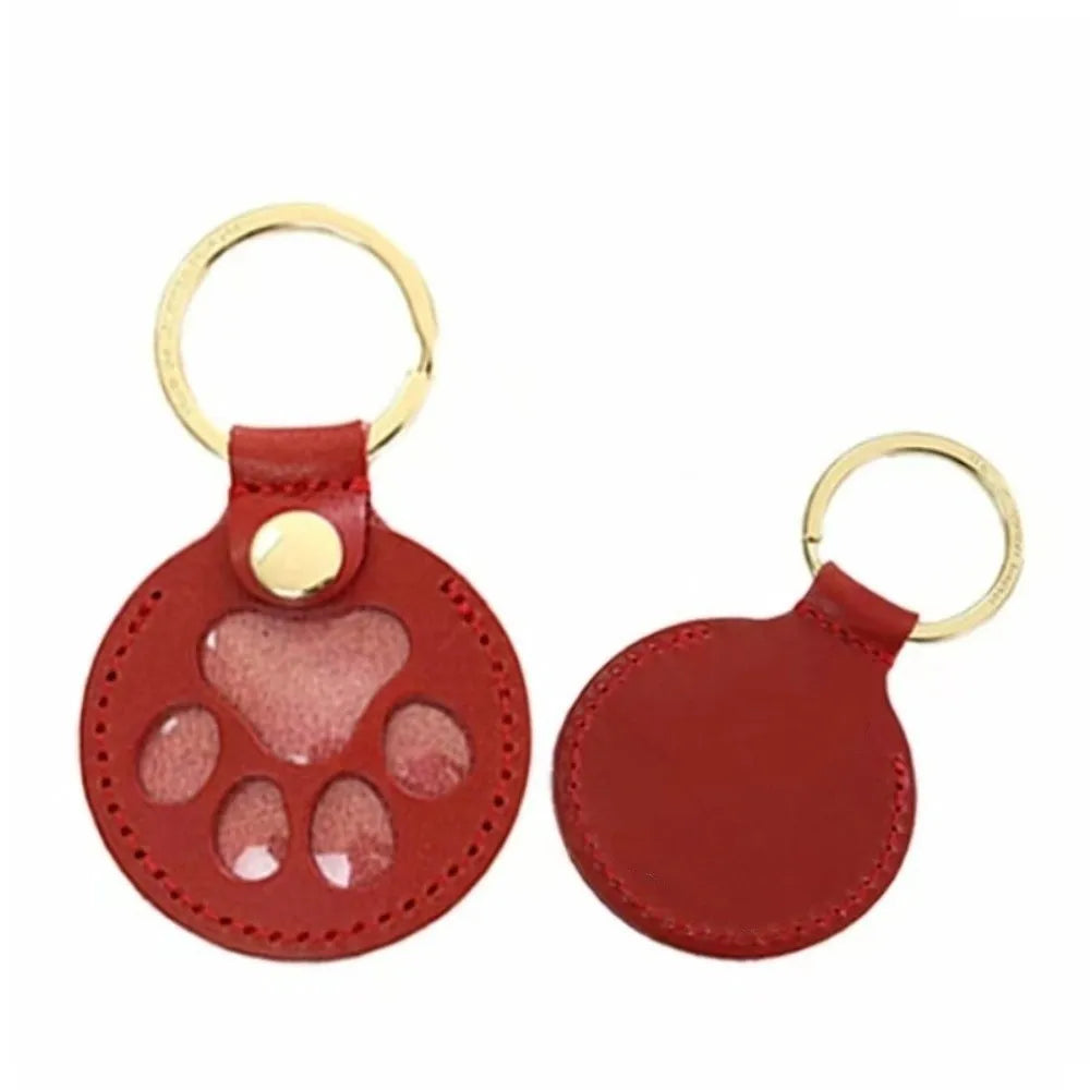 Cat Dog Claw Pet Hair Storage Bag Puppy PU Leather Pet Hair Keychain DIY Handmade Memorial Dogs Paw Pendant Hanging Accessory Zpaxo StyleB Red