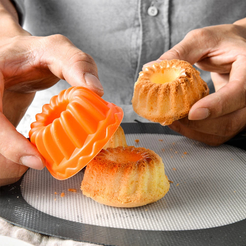 6Pcs Silicone Cake Molds Muffin Cake Cups Egg Tart Cupcake Dessert Baking Mold Bakeware Tools Color Random Zpaxo