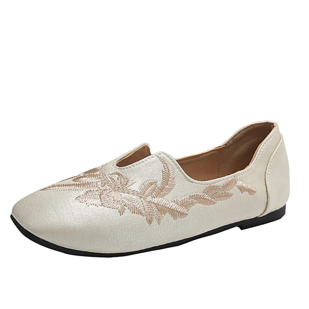 Womens Square Toe Embroidery Loafers Shoes Flats Moccasins Casual Zpaxo 40 image color 2